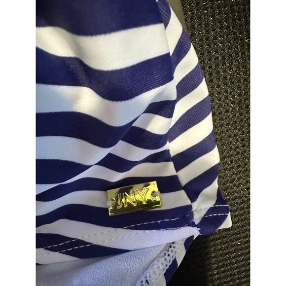 Jones NY white and navy striped one shoulder bathing swimsuit one shoulder NEW S - Picture 7 of 7